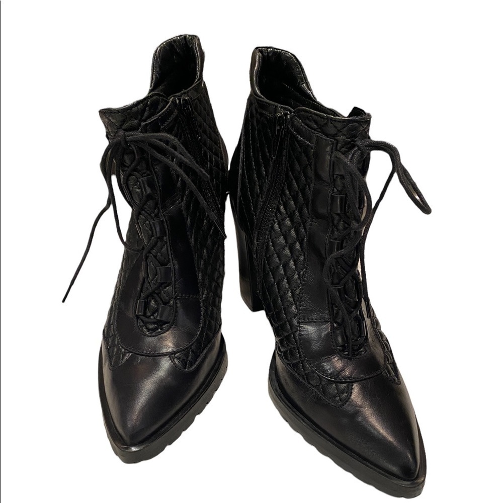 To Be Black Leather High Heel Booties Boots Made in Spain